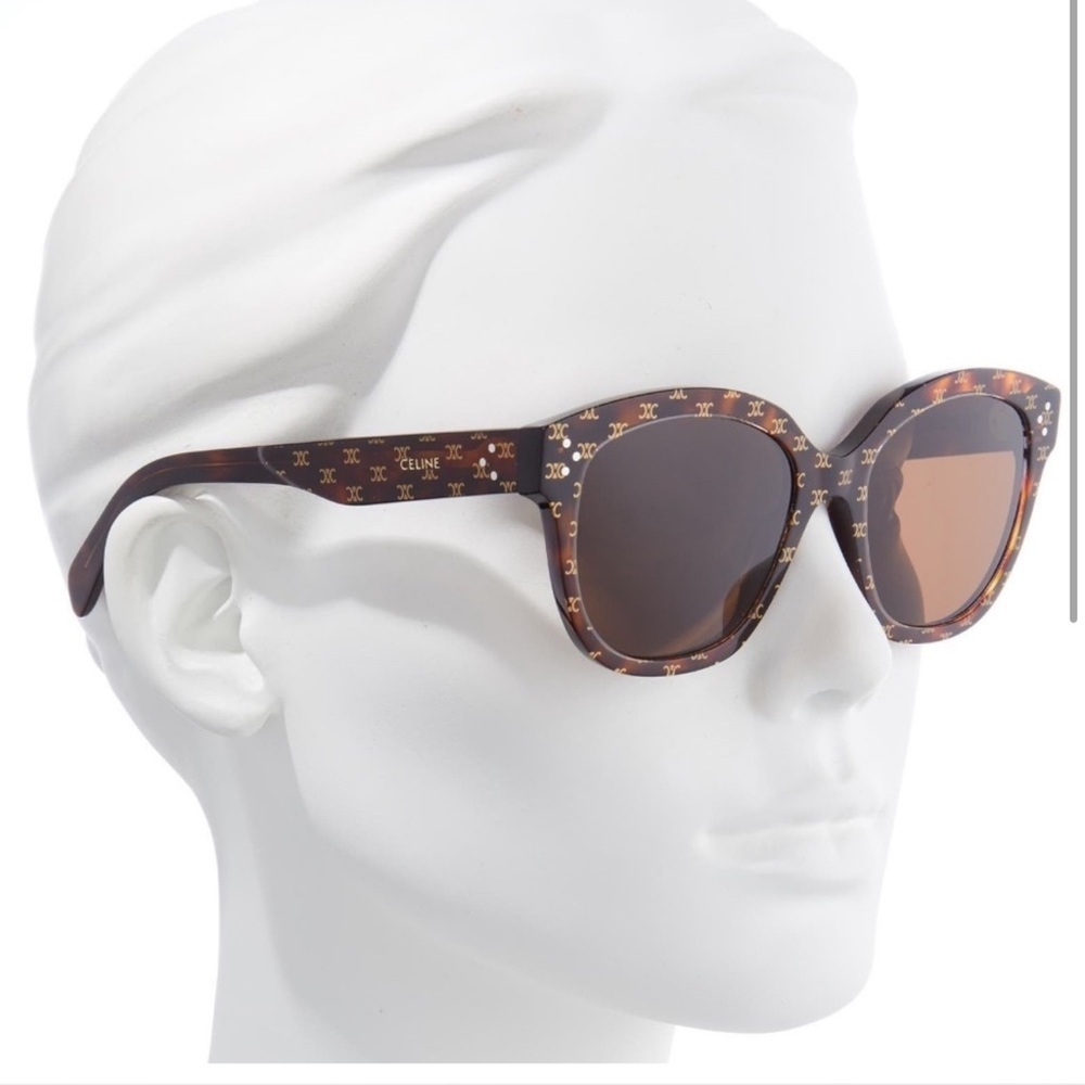 NWOT! CELINE Square Triomphe Logo Sunglasses in
Dark Havana CL401671 - Picture 2 of 16